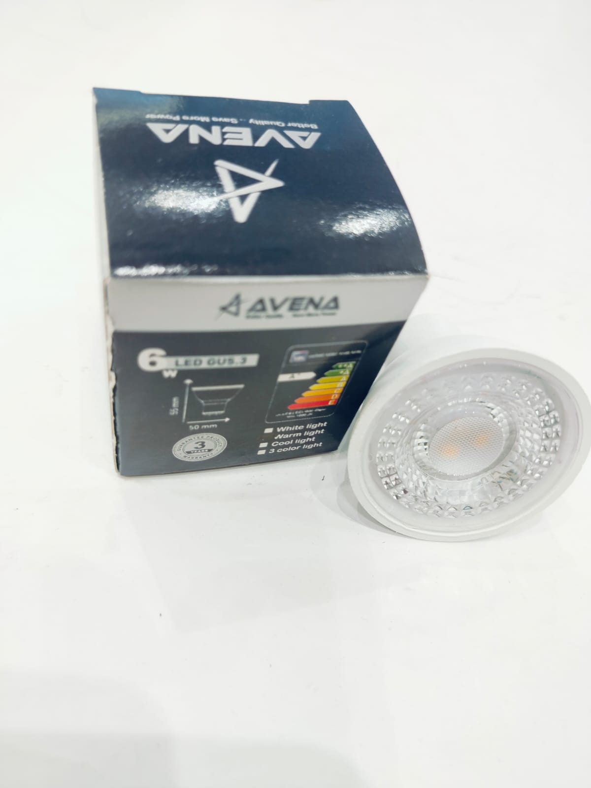 6W glass bulb, white, warm, or cool light, Avina brand