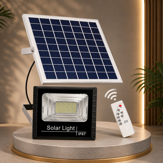 Solar-powered facade spotlight